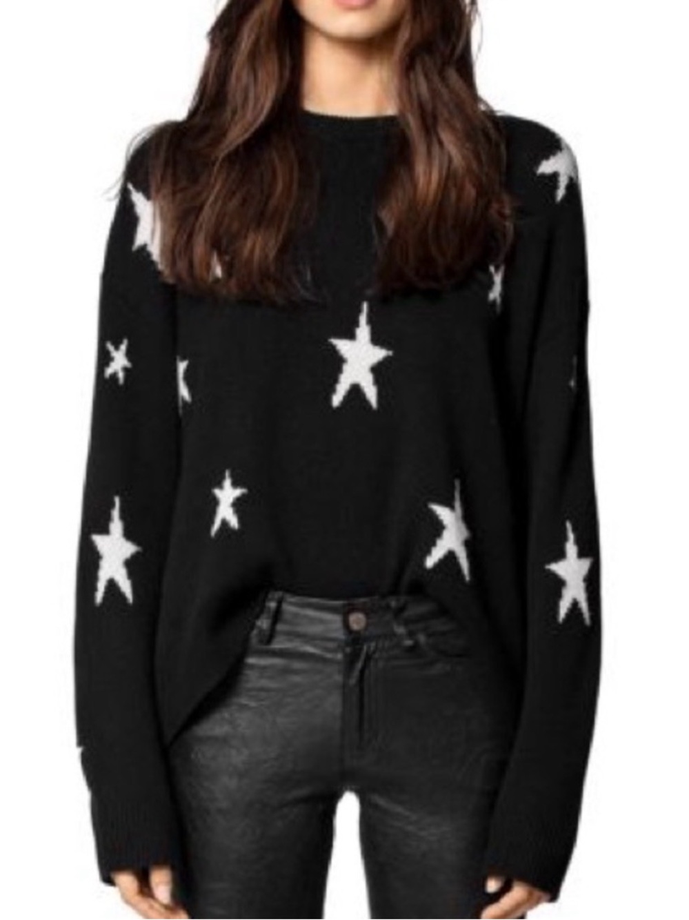 Zadig & Voltaire 100% Cashmere Markus C Star Black / White Sweater XS